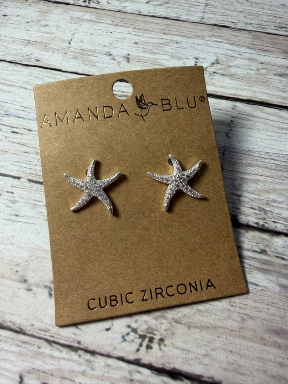 Silver Starfish and Cubic Zirconia Earrings NWT